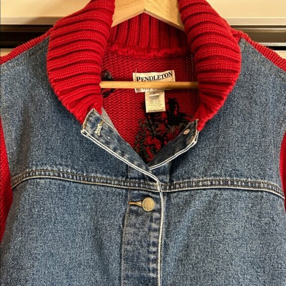 Vintage Pendleton Originals Cowboy Knit Denim Jacket/Sweater - Picture 2 of 12